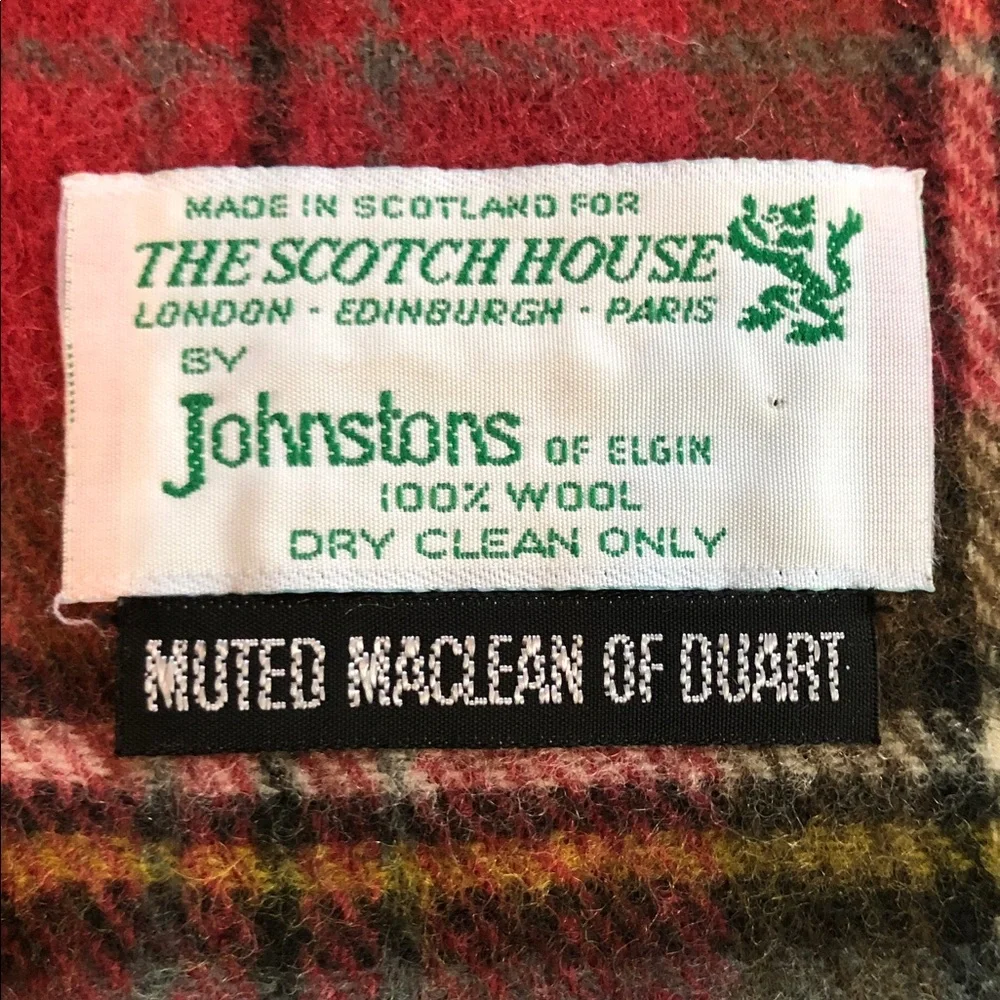 Johnstons of Elgin Iconic Tartan Wool Scarf. Red & Brown MacLean of Duart Muted